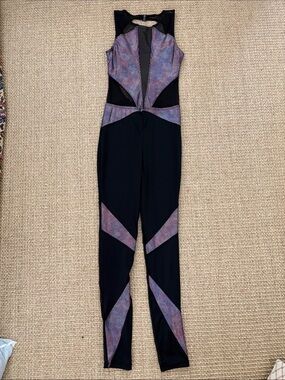 Weissman Black Jumpsuit with Iridescent Purple Panels